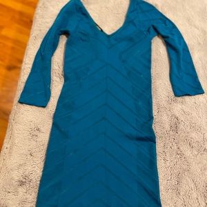 Bebe Chevron Bodycon Dress-Teal